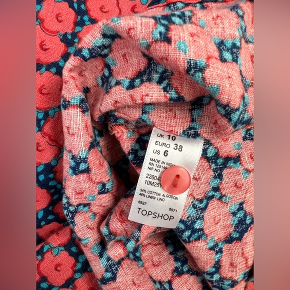 Topshop Linen Blend Floral Mini Dress - Picture 7 of 8